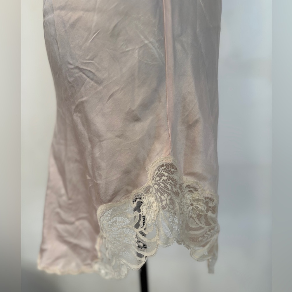 Vintage silk and lace slip dress baby pink/cream Couquette girl 90’s size small - Picture 4 of 5